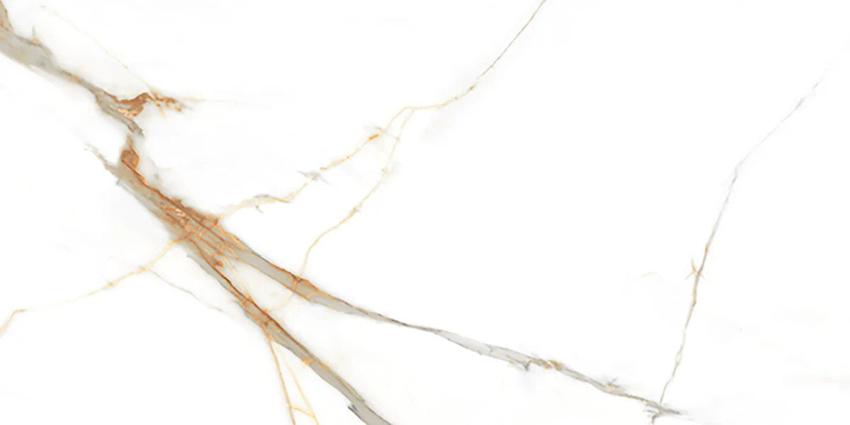 Deluxe Gold Leaf Ultra Porcelain Gloss White Marble Effect Tiles - Luxury Tiles UK