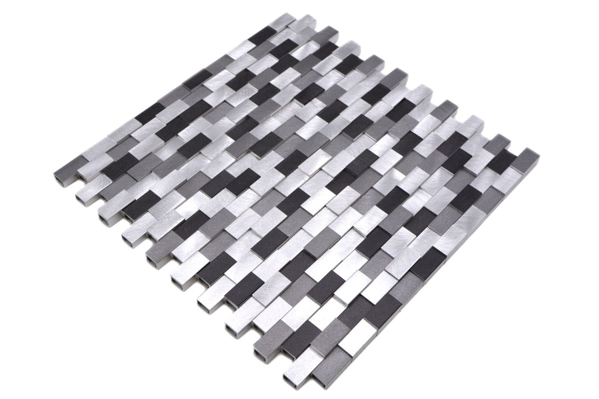 3D Brickbond Chequered Aluminum Mosaic Tile