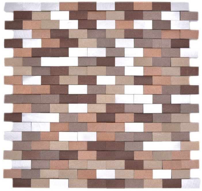 3D Brickbond Mix Chequered Aluminum Mosaic Tile