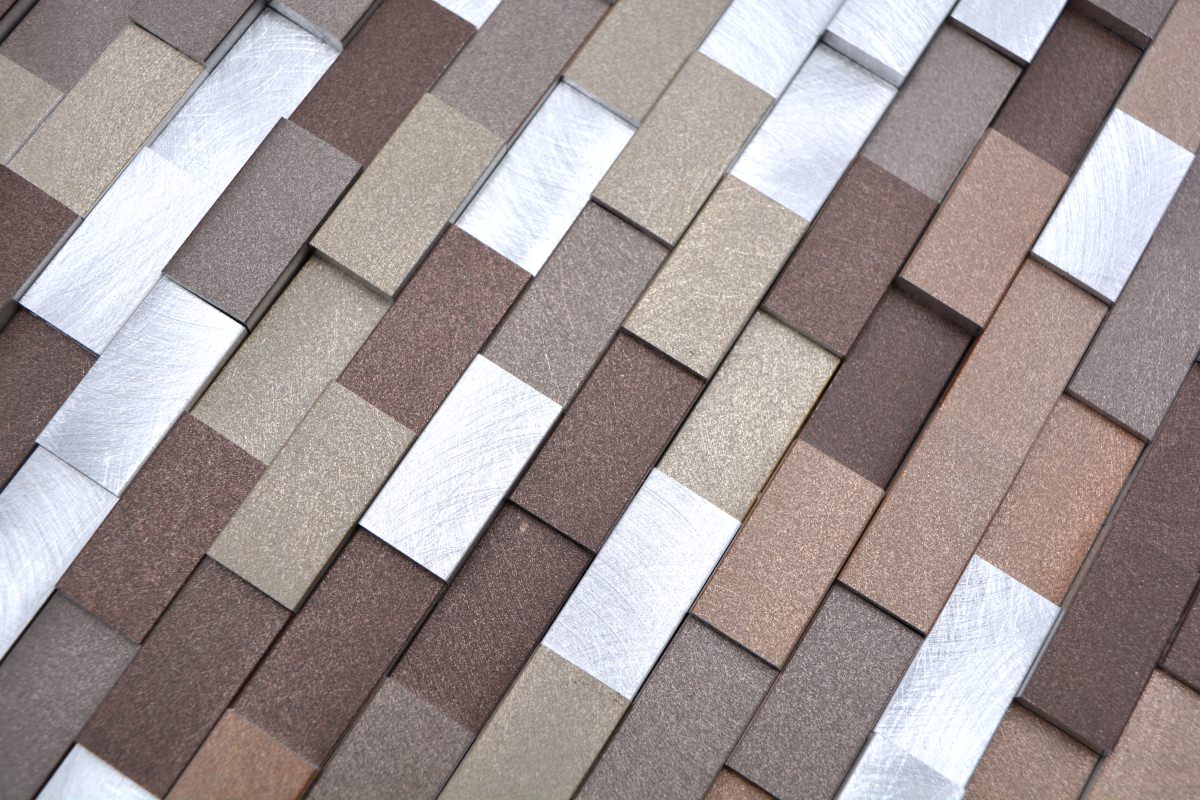 Brickbond Mix Chequered Aluminum Mosaic Tile