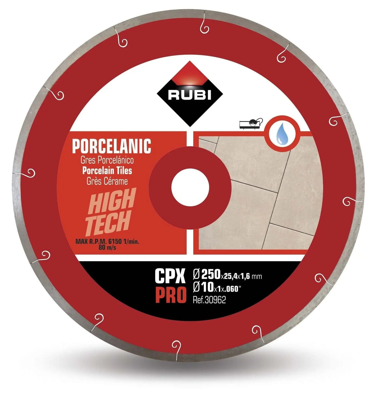 CPX 250mm Porcelain Tile Diamond Blade Rubi Tools