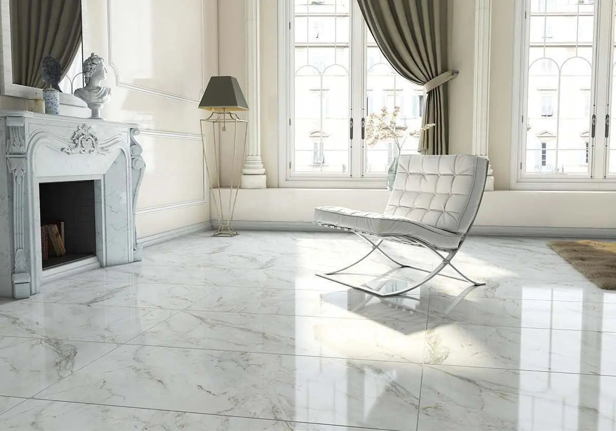 Calacatta Blanco White Polished Floor Tile 600x1200mm Luxury Tiles