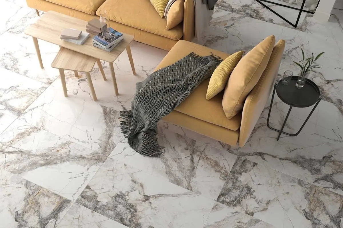 Golden brown marble polished wall and floor tile - Luxury Tiles UK