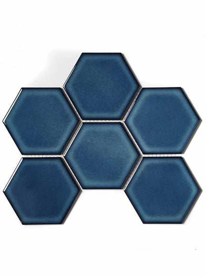 Hex Royal Blue Mosaic Sheet Luxury Tiles