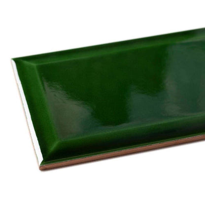 Royal Green Gloss  Bevelled Metro 200x100mm Tile