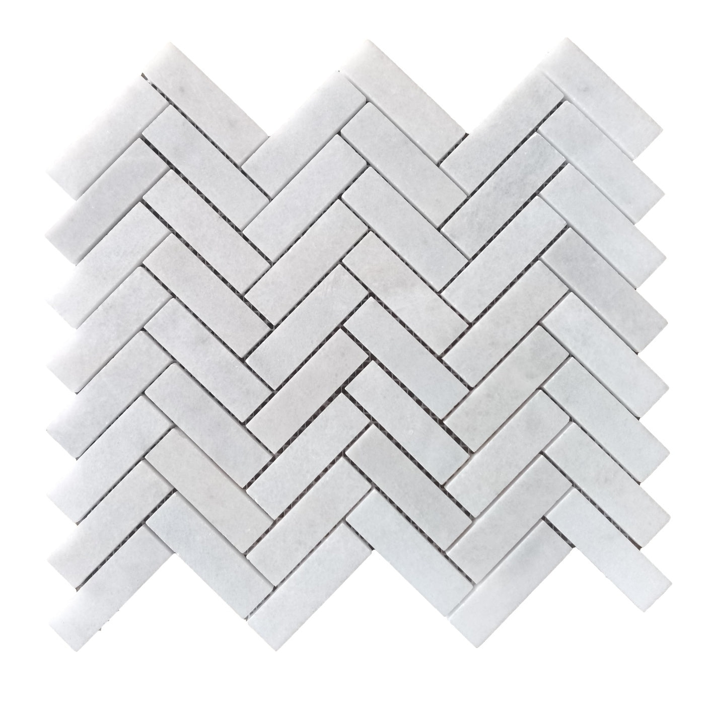 Carrara White Honed Herringbone Marble Mosaic Tile