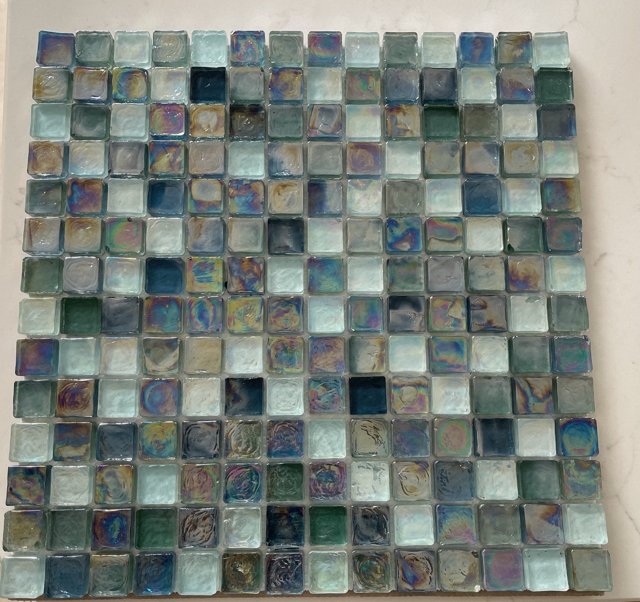 Rotomaire Blue Glass Square Mosaic 30x30cm - Luxury Tiles UK