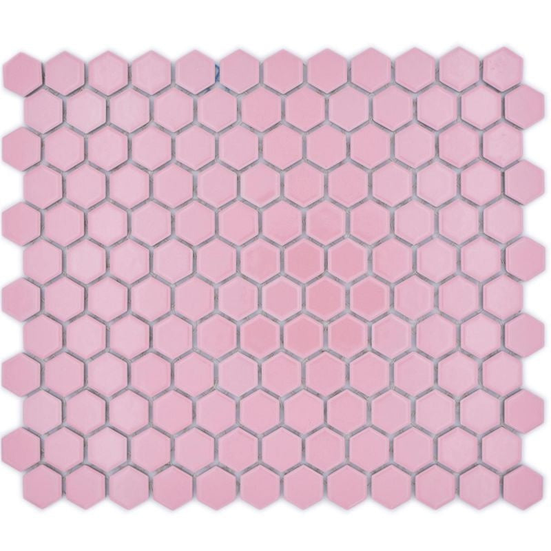 Bubblegum Pink Hexagon Mosaic 26x30cm - Luxury Tiles UK