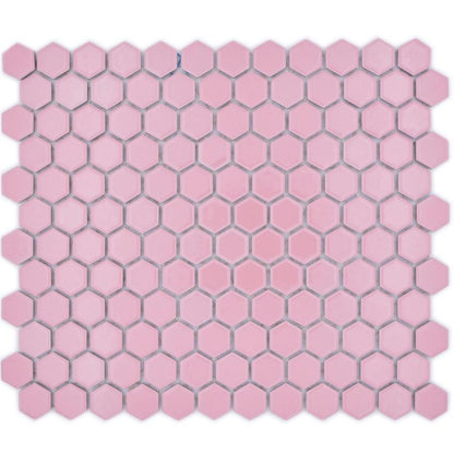 Bubblegum Pink Hexagon Mosaic 26x30cm