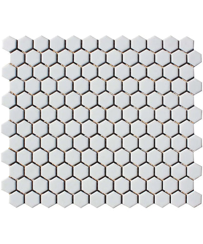 Shapes Hexagon Matt White Mosaic Tile Luxury Tiles UK