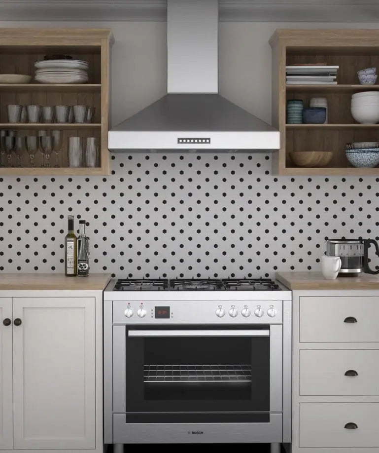 Shapes Hexagon Matt White Black Mosaic Tile Luxury Tiles