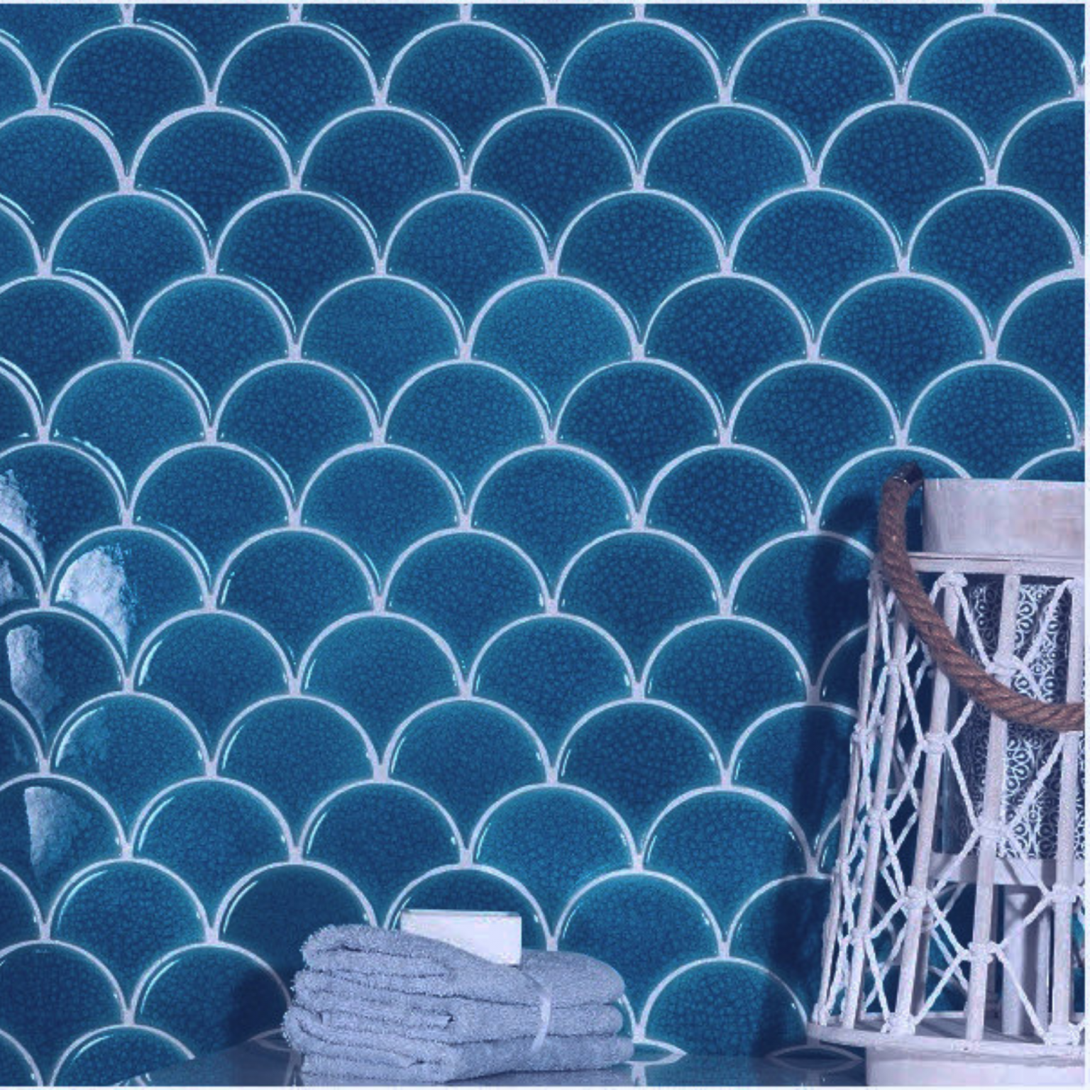 Drops Persian Blue Mosaic Tile - Luxury Tiles UK