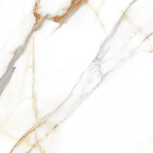 Deluxe Gold Leaf Ultra Porcelain Gloss White Marble Effect Tiles - Luxury Tiles UK