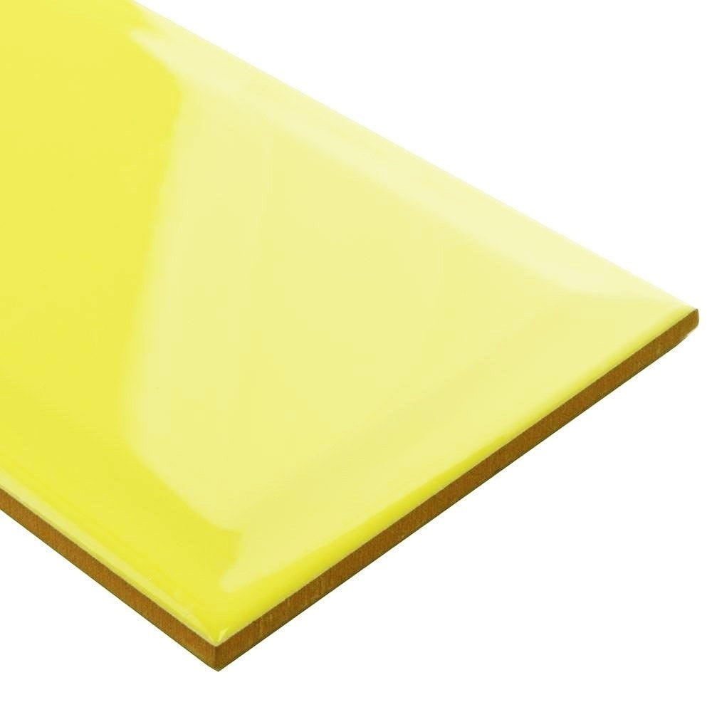 Lemon Bevelled Gloss Metro Tile 20x10cm - Luxury Tiles UK