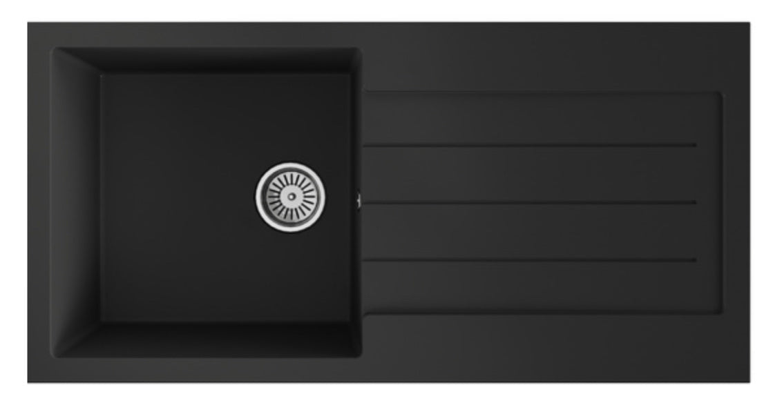 Comite Single Bowl Black Kitchen Sink - Luxury Tiles UK