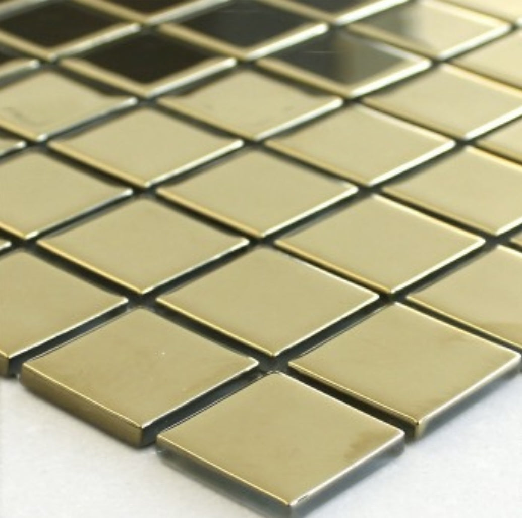 Mosaic Tiles Glass Gold Uni - Luxury Tiles UK