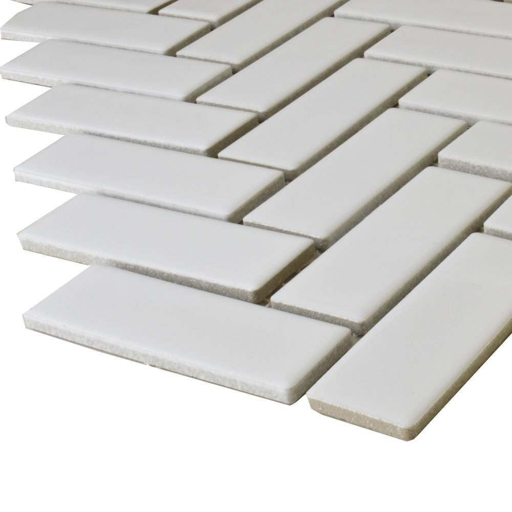 White Gloss Herringbone Wall and Floor Mosaic Tile - Luxury Tiles UK