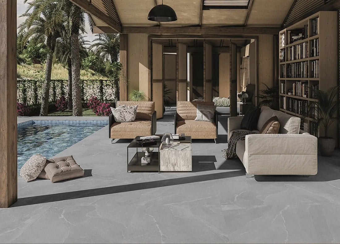 XL Venice Grey Stone Effect Anti Slip Porcelain Floor Tile 1000x1000mm Luxury Tiles