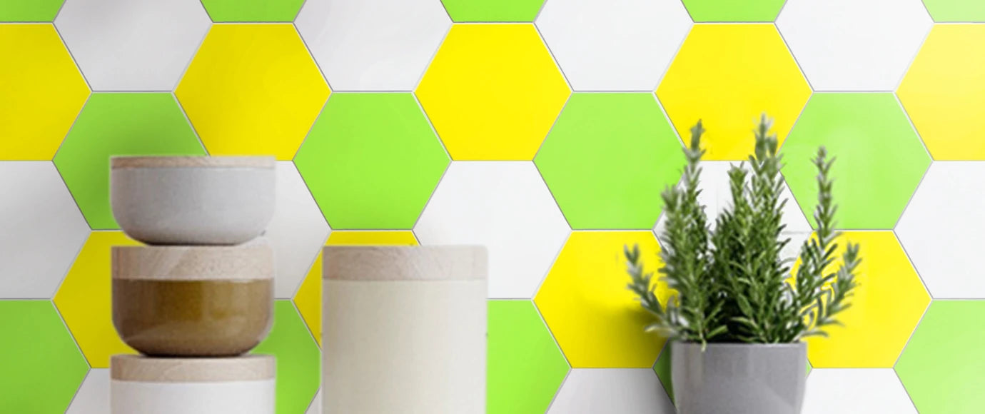 Mix hexagon self adhesive wall design 