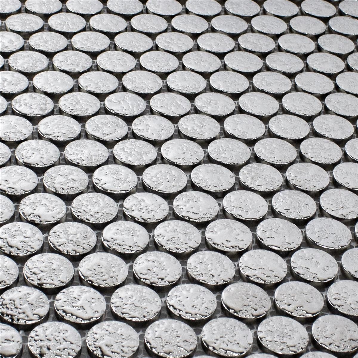 Ceramic Button Mosaic Tiles Meneksche Silver