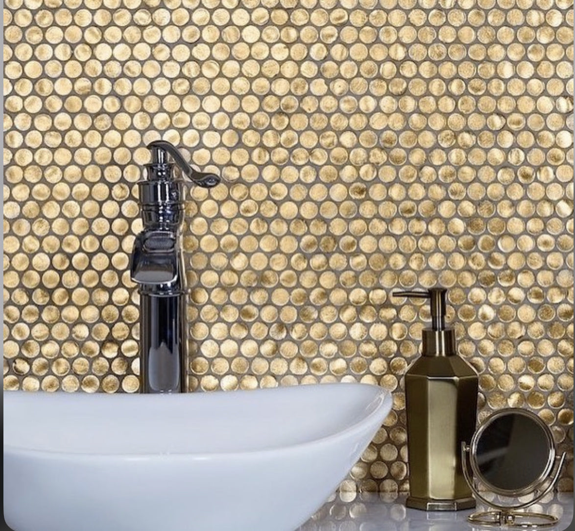 Mosaic Tiles Aluminium Metal Phantom Button Gold