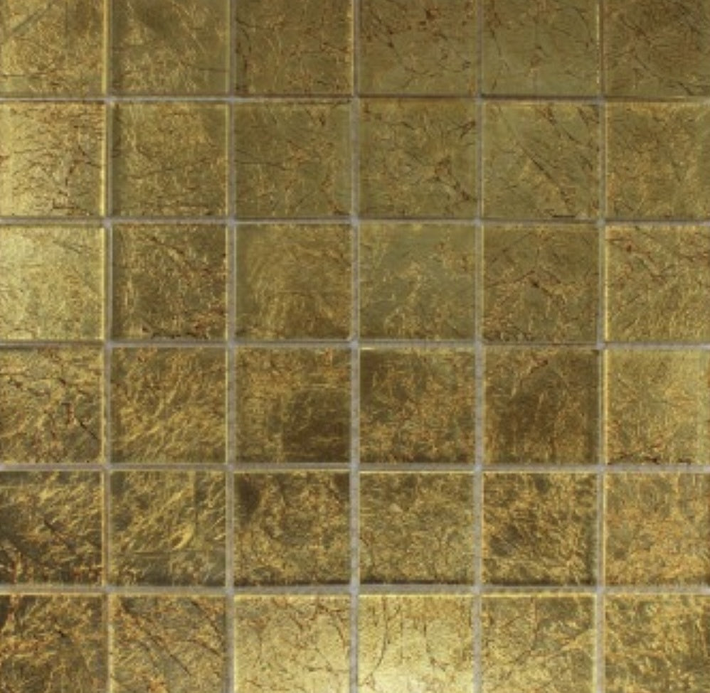 Stefany Gold Mosaic Glass Effect Tile 305x305cm 8mm - Luxury Tiles UK