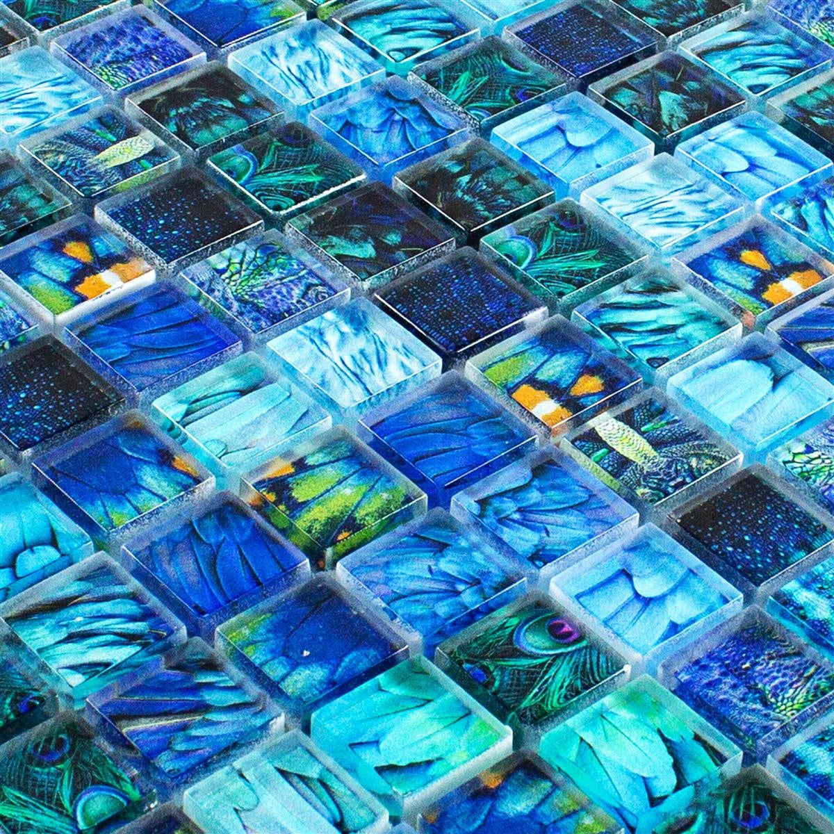 Sapphire Blossom Blue Glass Mosaic - Luxury Tiles UK