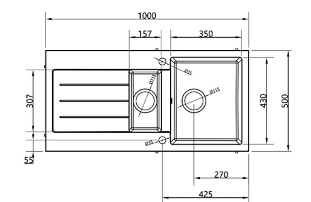 Comite 1.5 Bowl Matt Black Kitchen Sink - Luxury Tiles UK