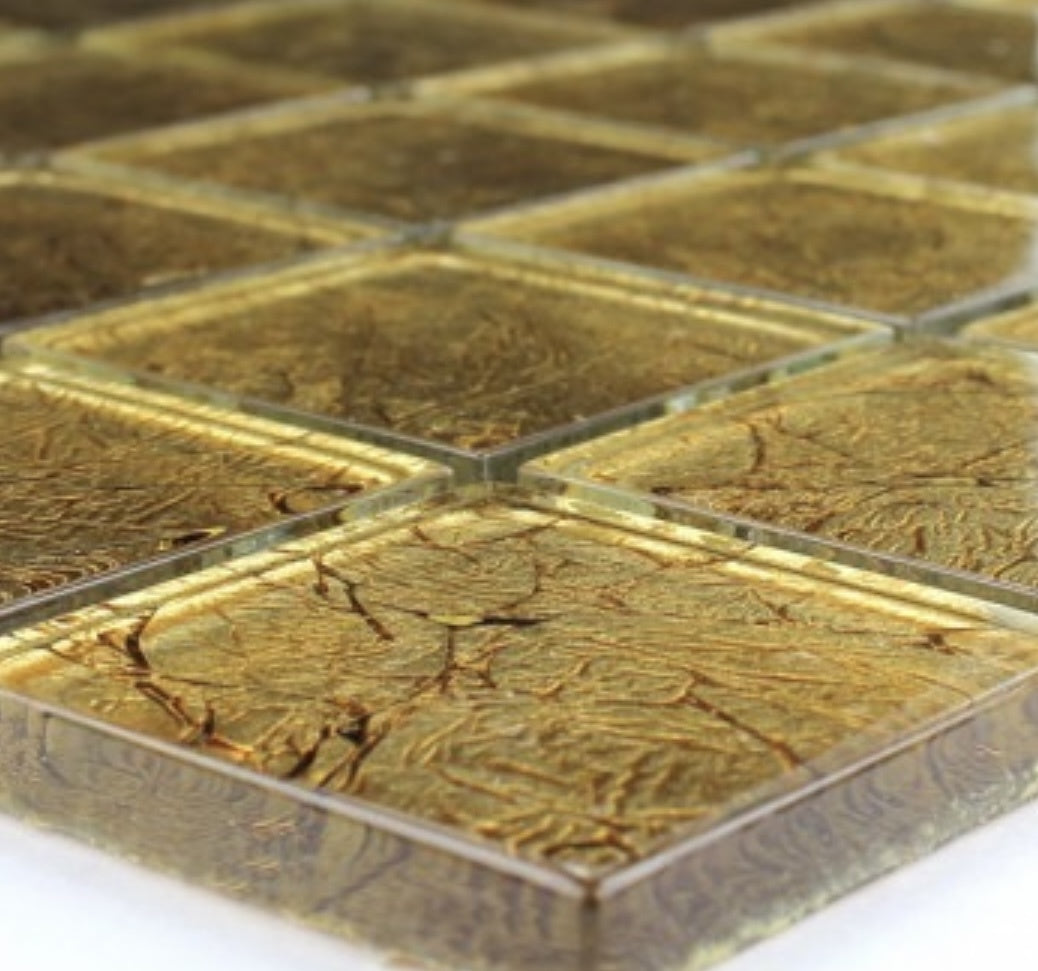 Stefany Gold Mosaic Glass Effect Tile 305x305cm 8mm