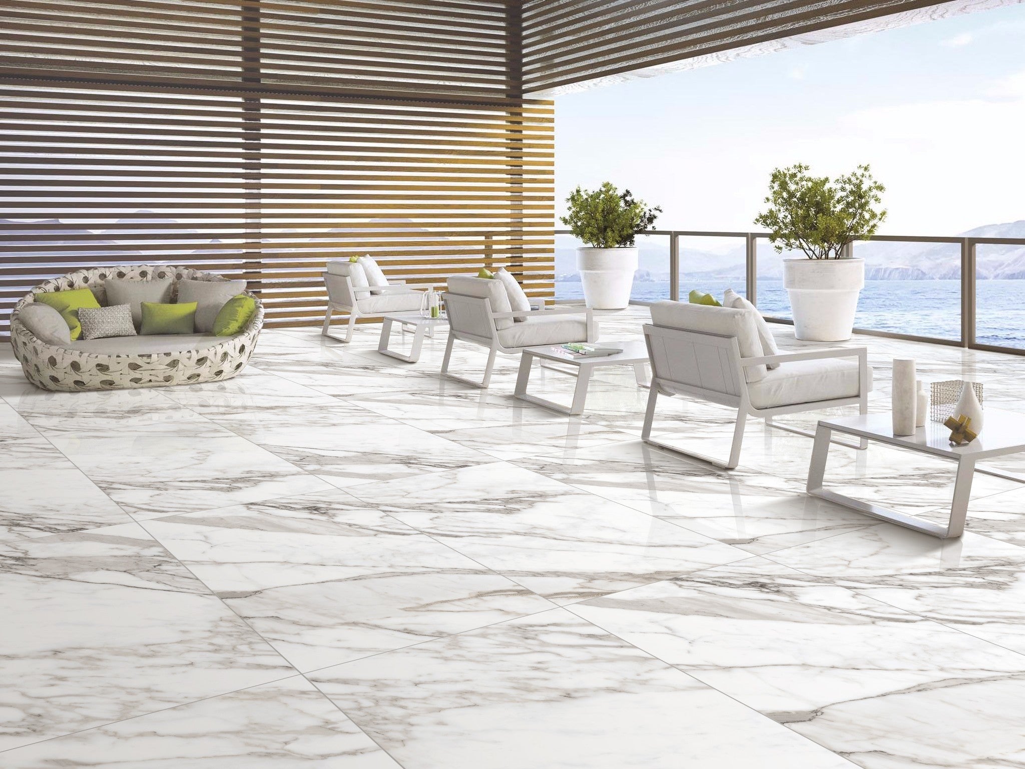 Natural Calacatta Polished Marble Effect 600x1200mm Tile - Luxury Tiles UK