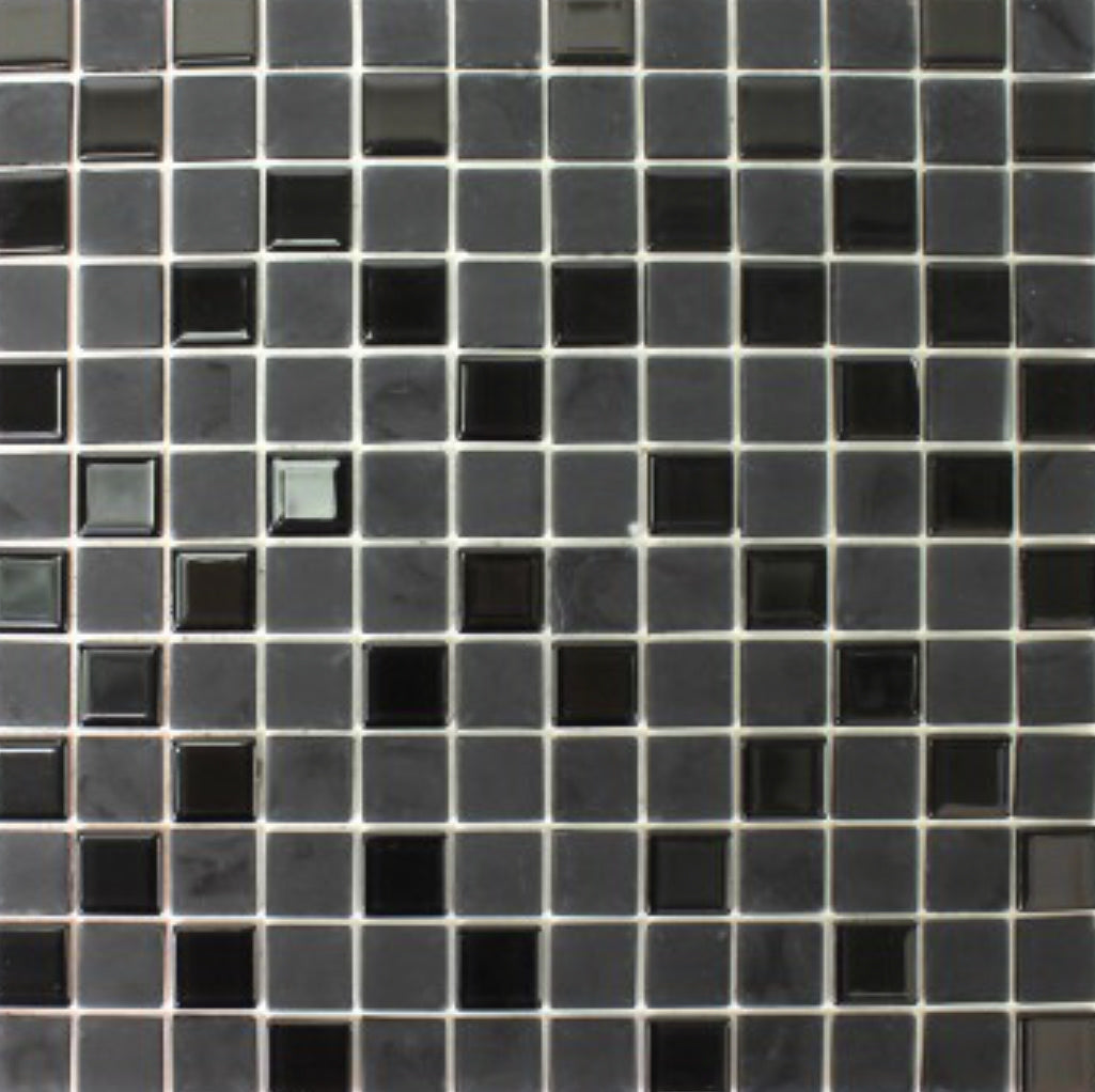 Black Peel and Stick Glass Mosaic Tile -Self Adhesive - Luxury Tiles UK