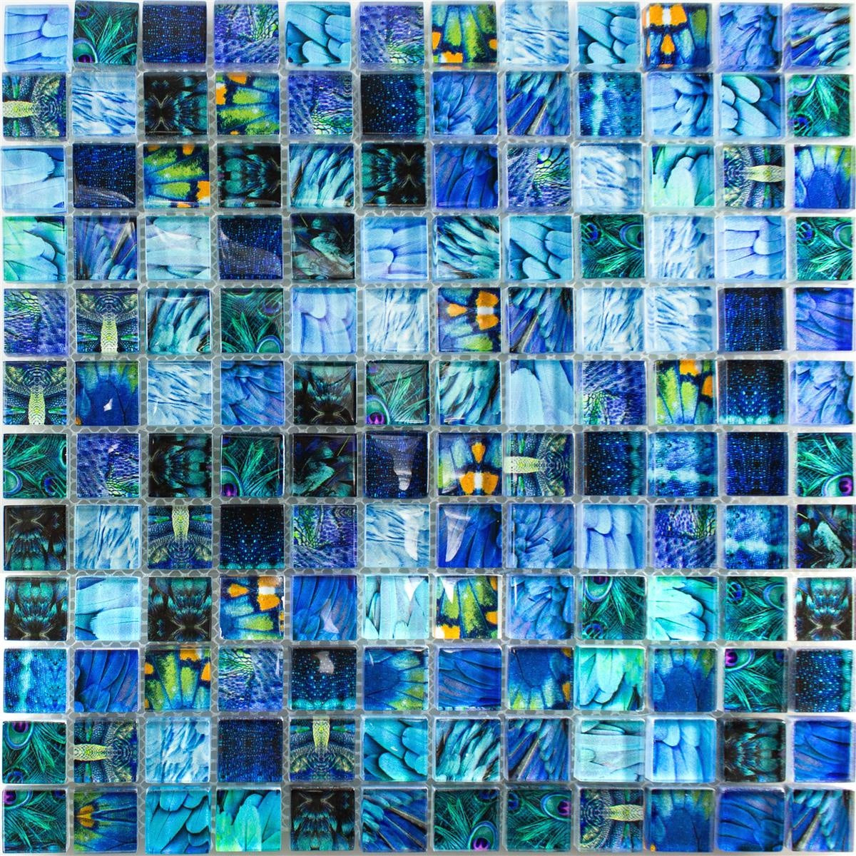 Sapphire Blossom Blue Glass Mosaic - Luxury Tiles UK