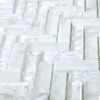 Malawi White Natural Stone Herringbone Mosaic