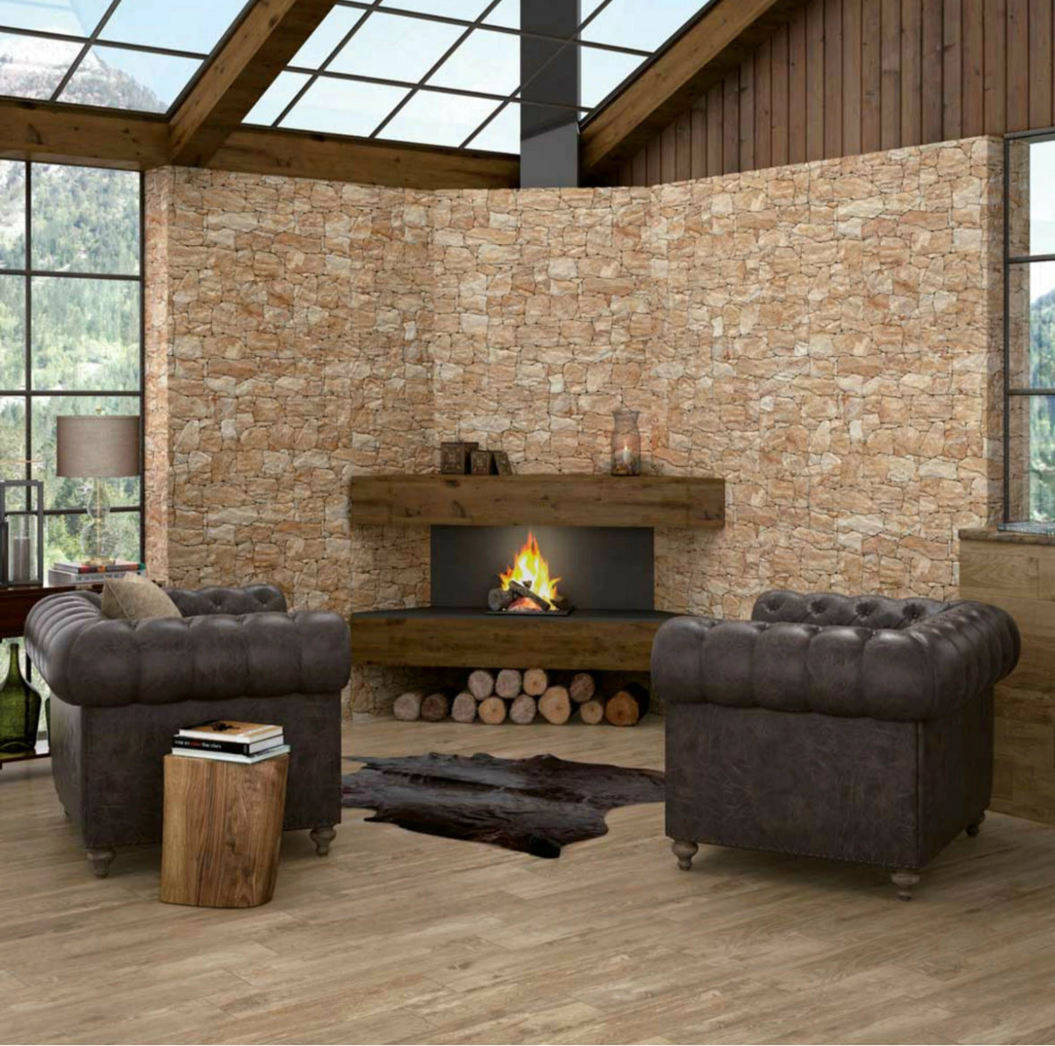 Beige Stone Slate Effect Porcelain Wall Tiles