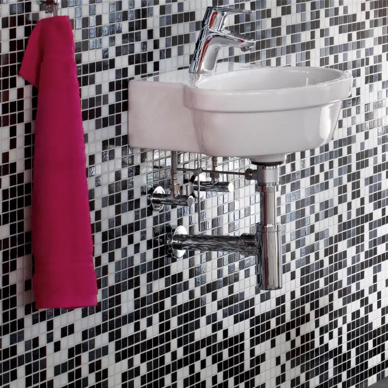 Bathroom décor - Black Grey White Glass Mosaic Tile - Luxury Tiles UK