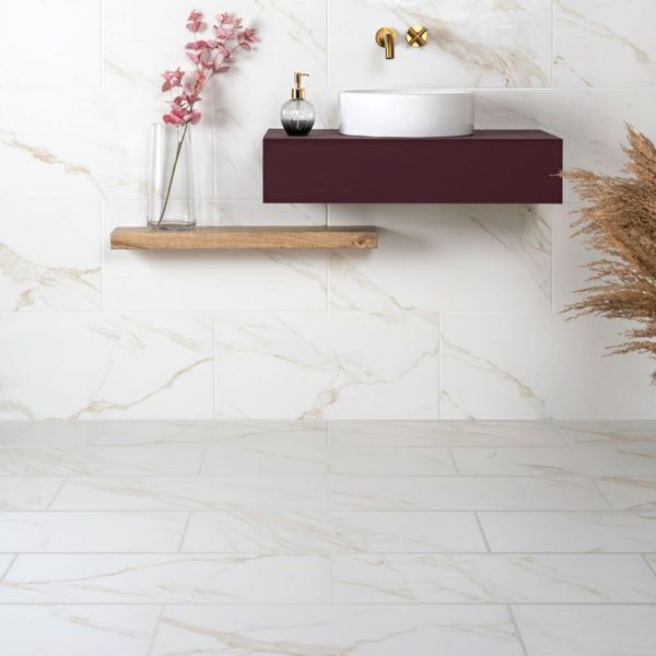 Alessia Gold Matt Marble Effect Tile 60x30cm