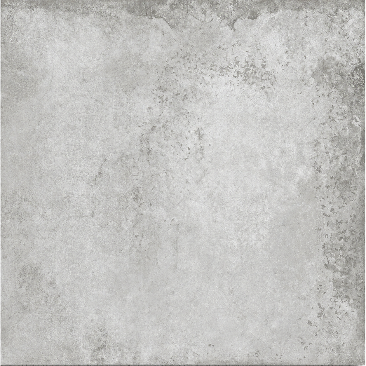 Close-up of Alloy Pearl grey metal effect porcelain tile showing mottled detailing and a matt finish.