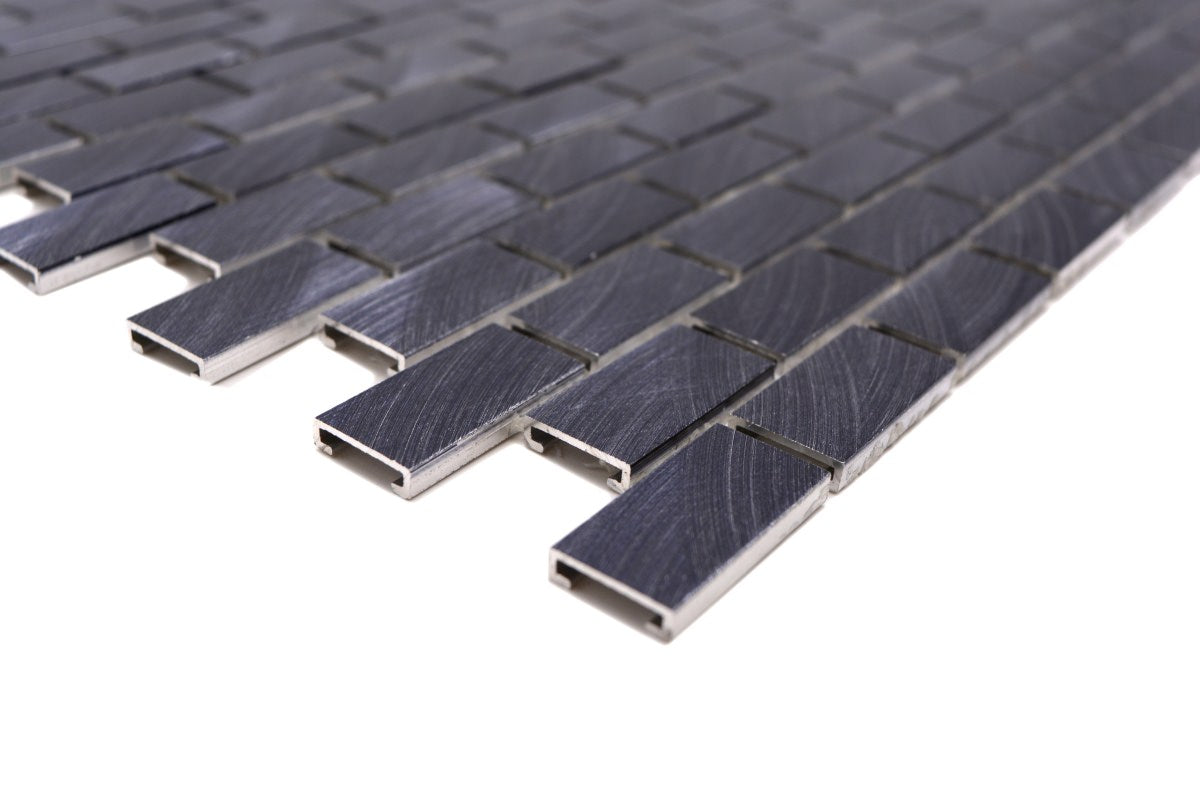 Aluminium Black Ore Brick Mosaic Wall Tile 