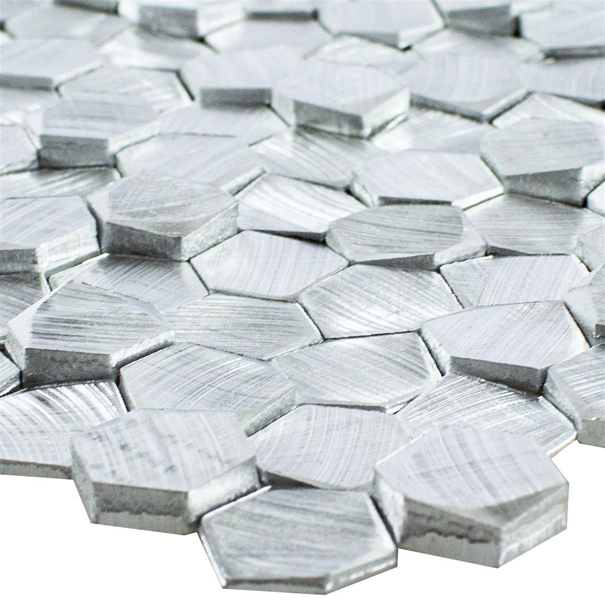 Aluminium Metal Mosaic Wall Tiles Silver - Luxury Tiles UK