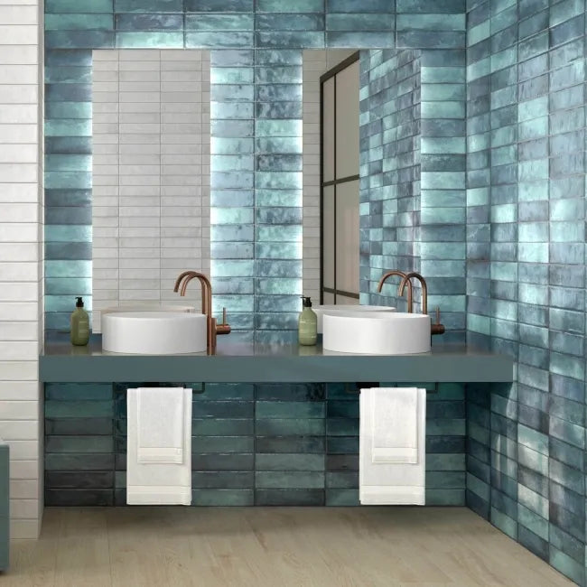 Blue zellige wall tiles 