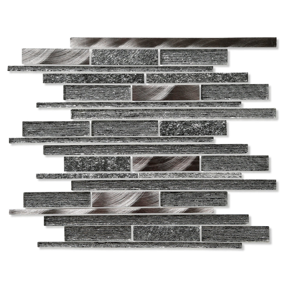 Aspire Dark mosaic tile in black and grey tones with glass