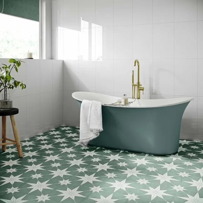 Green Pattern Matt Floor Tile