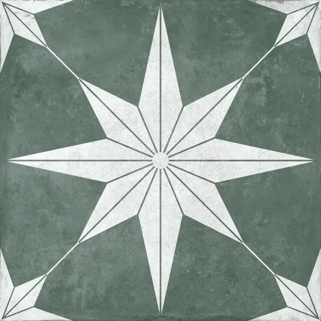 Green Pattern Matt Floor Tiles