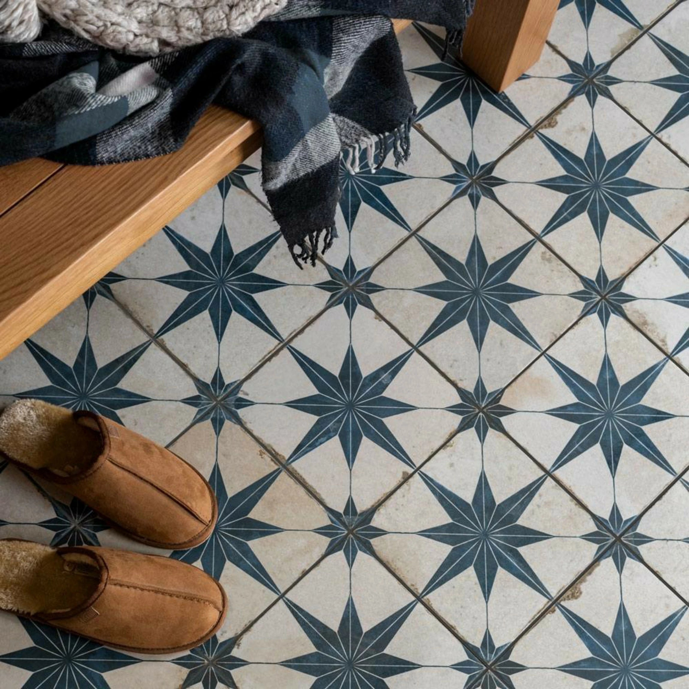 blue star floor and wall tiles