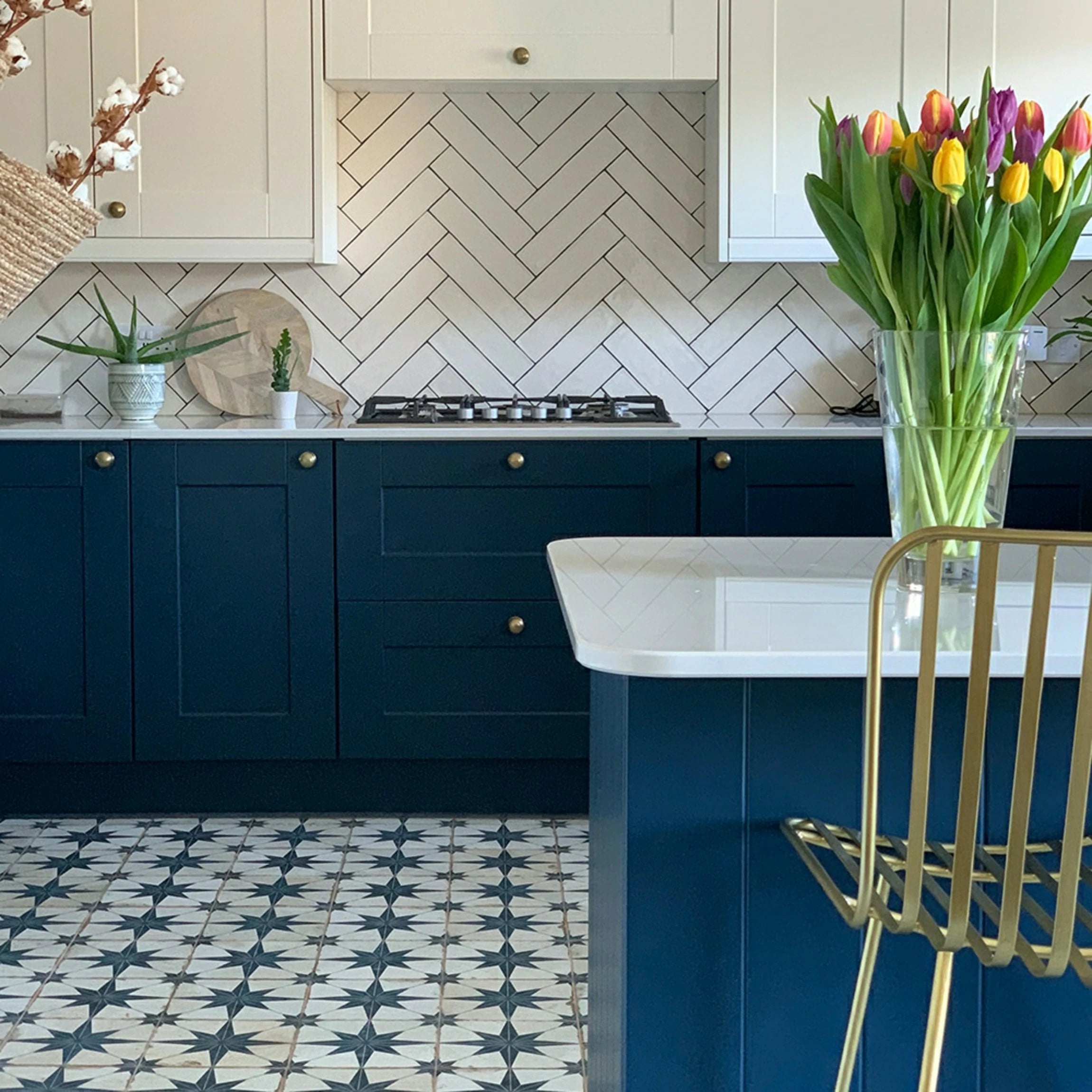 kitchen blue floor tiles image