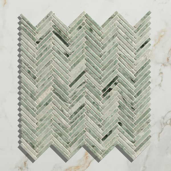 green herringbone mosaic 
