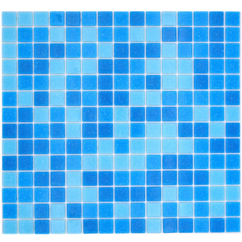 Mixed blue glass pool tile 