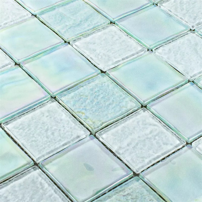 cyan white mosaic tile