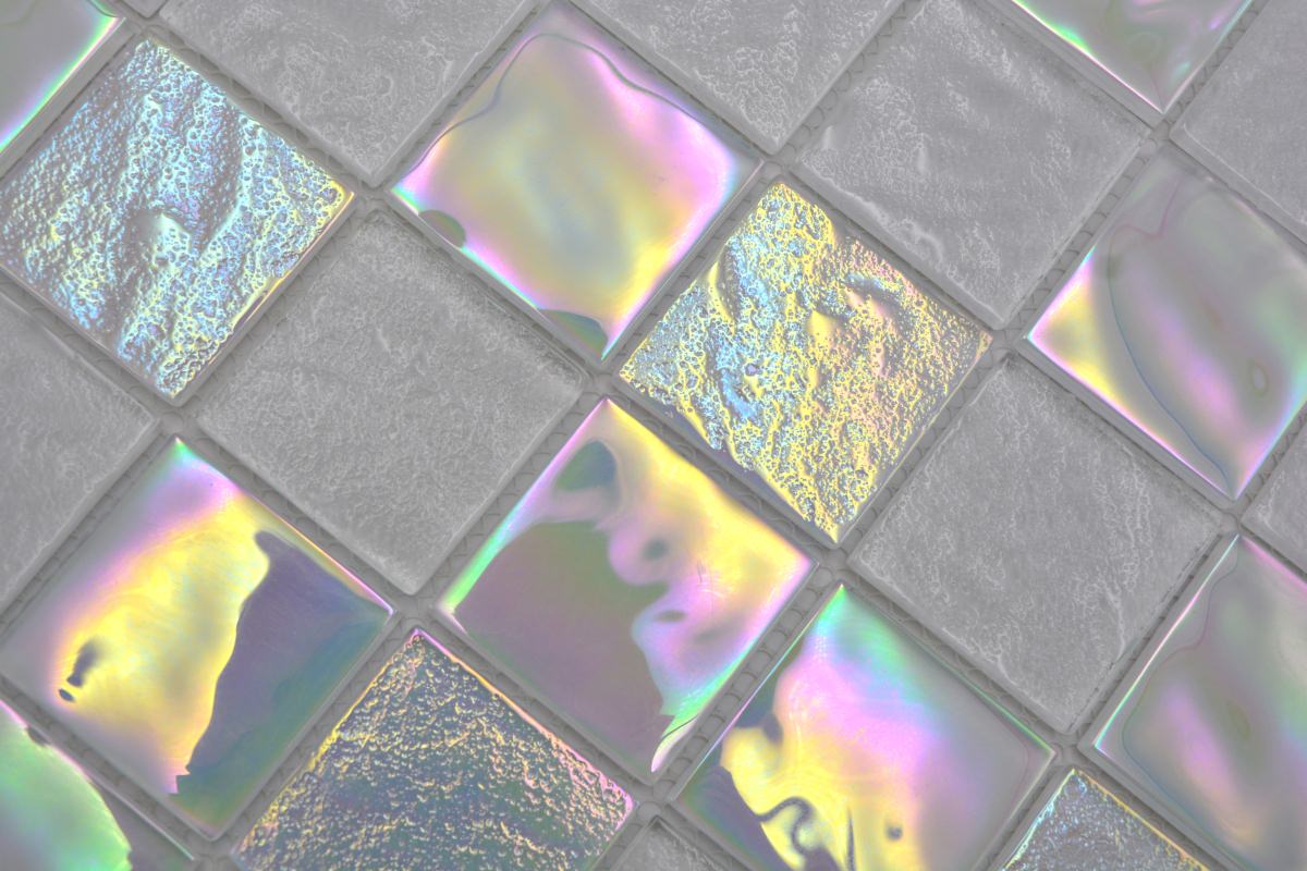 white iridium glass pool tile 