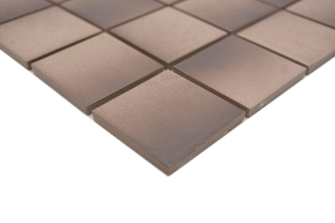 Brown square mosaic tiles with matt finish for bathroom and kitchen floors